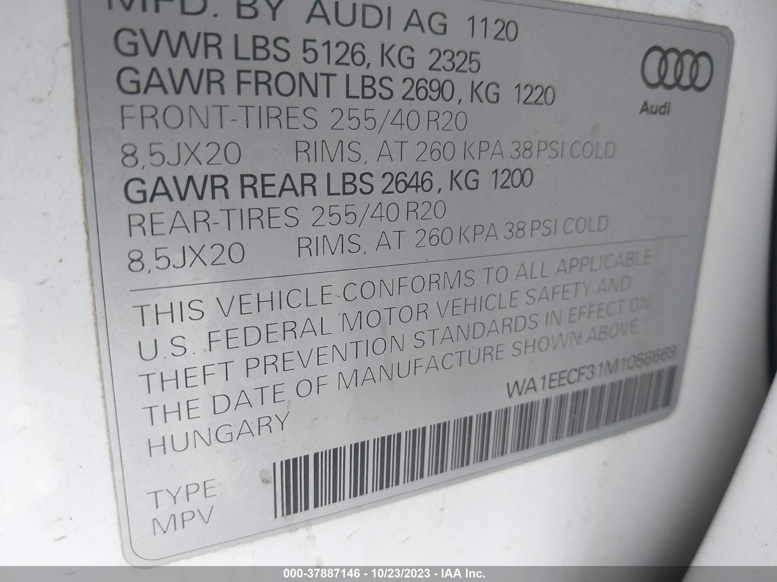 Photo 8 VIN: WA1EECF31M1058669 - AUDI Q3 