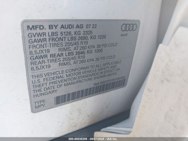 Photo 8 VIN: WA1EECF31N1150382 - AUDI Q3 