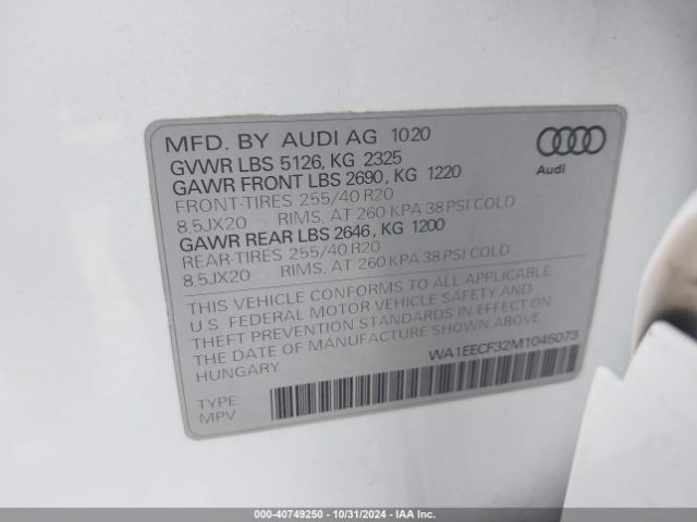 Photo 8 VIN: WA1EECF32M1045073 - AUDI Q3 