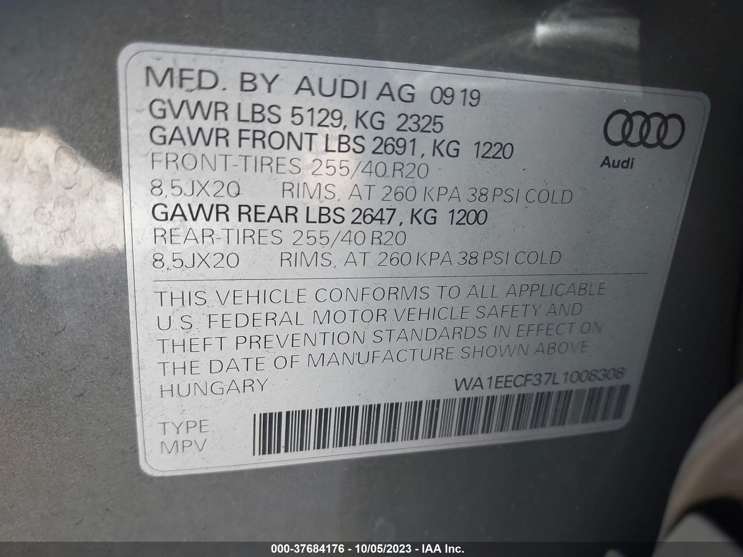 Photo 8 VIN: WA1EECF37L1008308 - AUDI Q3 