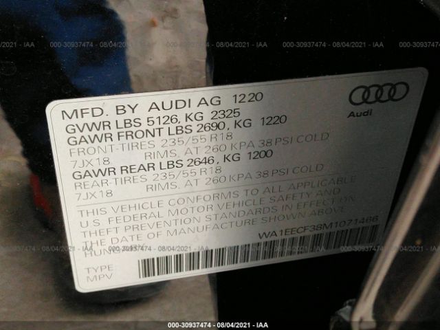 Photo 8 VIN: WA1EECF38M1071466 - AUDI Q3 