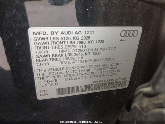 Photo 8 VIN: WA1EECF39N1070599 - AUDI Q3 