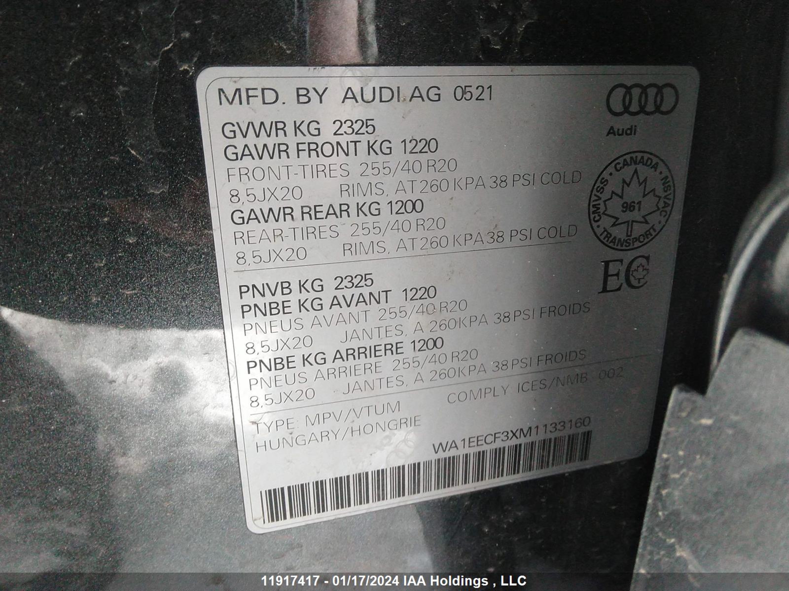 Photo 8 VIN: WA1EECF3XM1133160 - AUDI Q3 