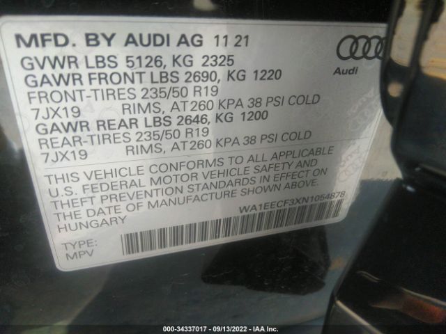 Photo 8 VIN: WA1EECF3XN1054878 - AUDI Q3 