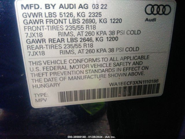 Photo 8 VIN: WA1EECF3XN1110186 - AUDI Q3 