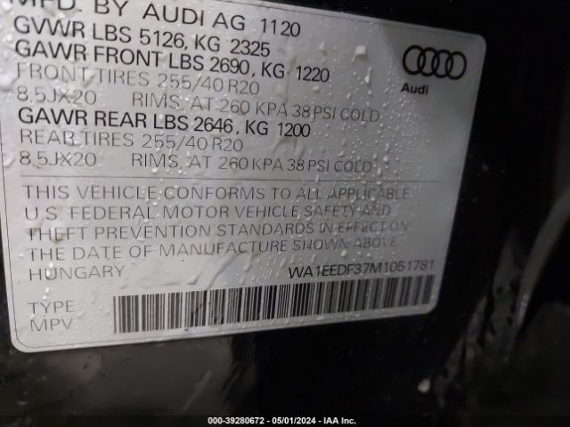 Photo 8 VIN: WA1EEDF37M1051781 - AUDI Q3 PREMIUM 