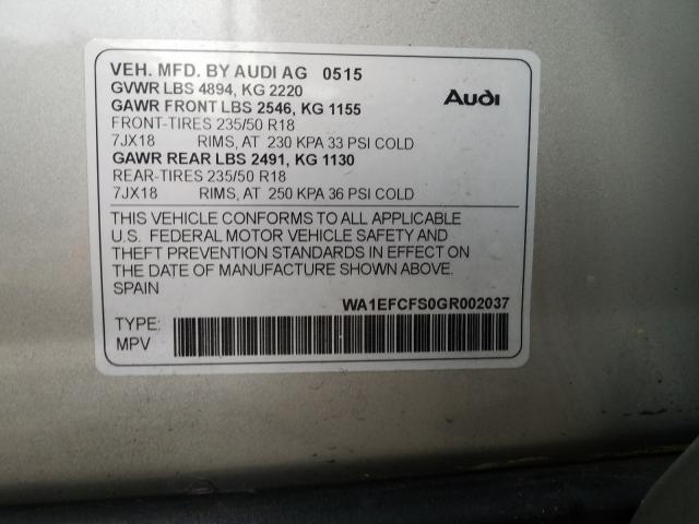 Photo 9 VIN: WA1EFCFS0GR002037 - AUDI Q3 