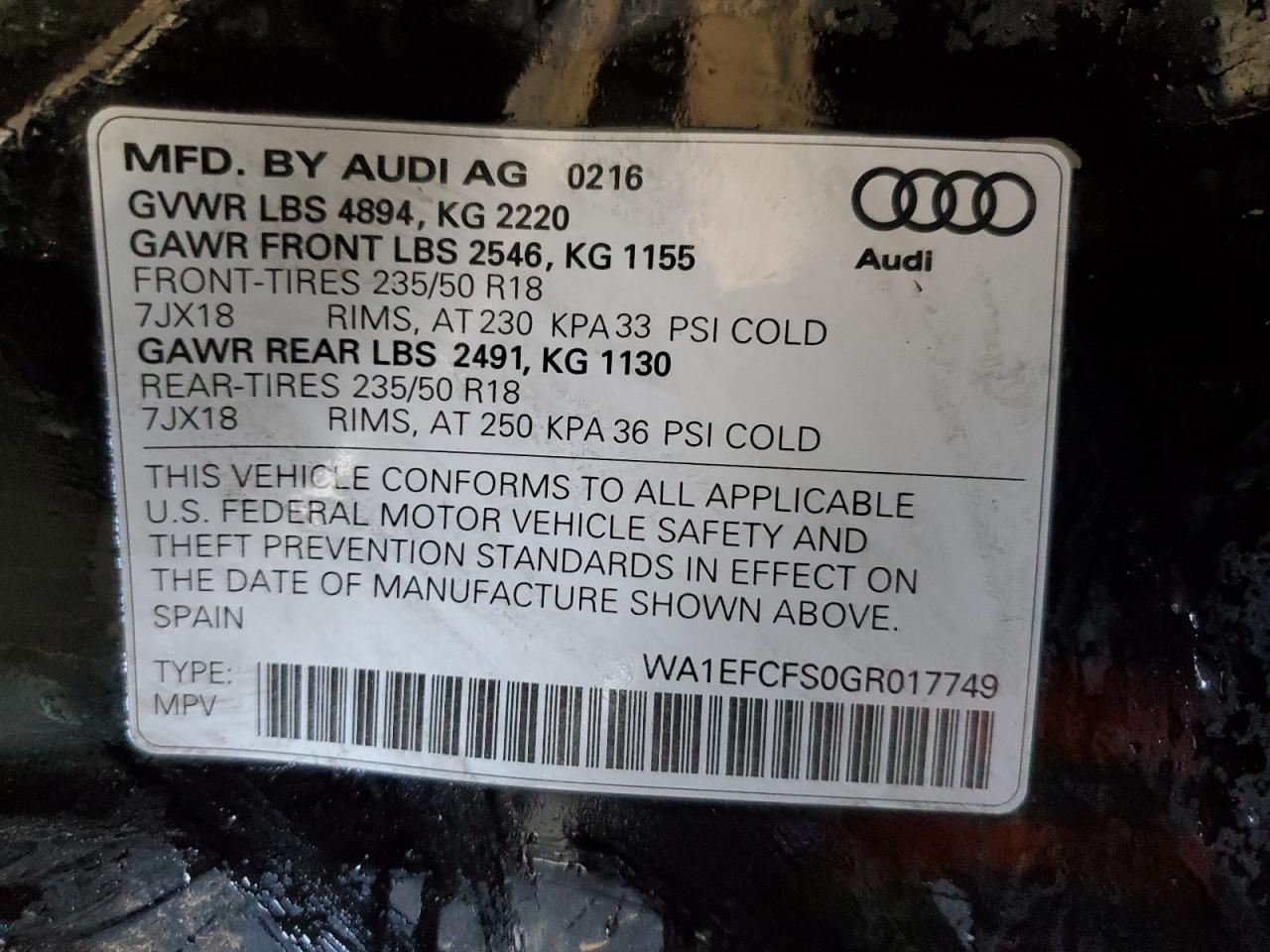 Photo 12 VIN: WA1EFCFS0GR017749 - AUDI Q3 