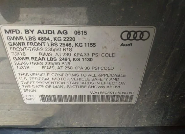 Photo 8 VIN: WA1EFCFS1GR002807 - AUDI Q3 