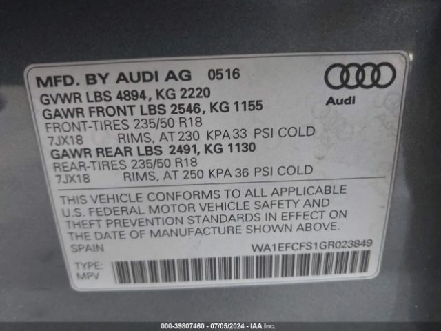 Photo 8 VIN: WA1EFCFS1GR023849 - AUDI Q3 