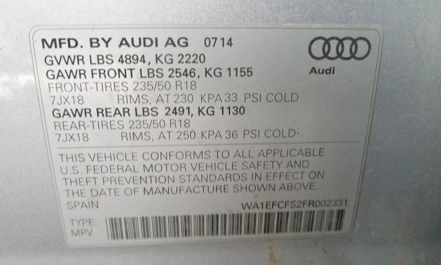 Photo 9 VIN: WA1EFCFS2FR002331 - AUDI Q3 