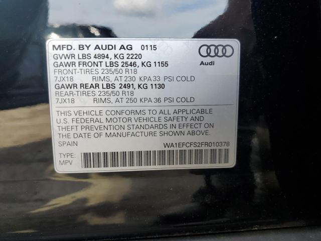 Photo 12 VIN: WA1EFCFS2FR010378 - AUDI Q3 