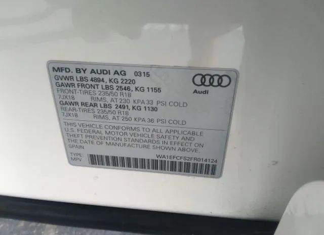 Photo 8 VIN: WA1EFCFS2FR014124 - AUDI Q3 