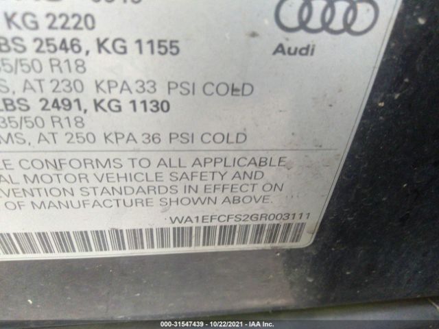 Photo 8 VIN: WA1EFCFS2GR003111 - AUDI Q3 