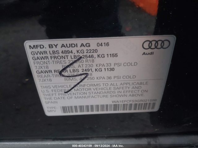 Photo 8 VIN: WA1EFCFS3GR021598 - AUDI Q3 