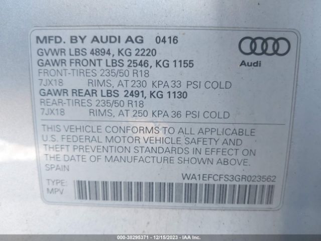 Photo 8 VIN: WA1EFCFS3GR023562 - AUDI Q3 