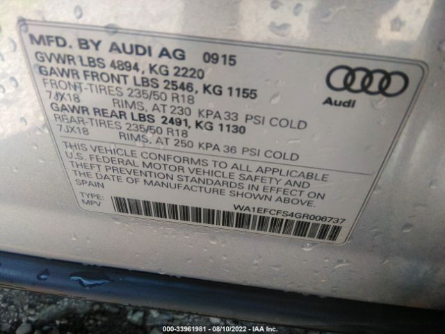 Photo 8 VIN: WA1EFCFS4GR006737 - AUDI Q3 