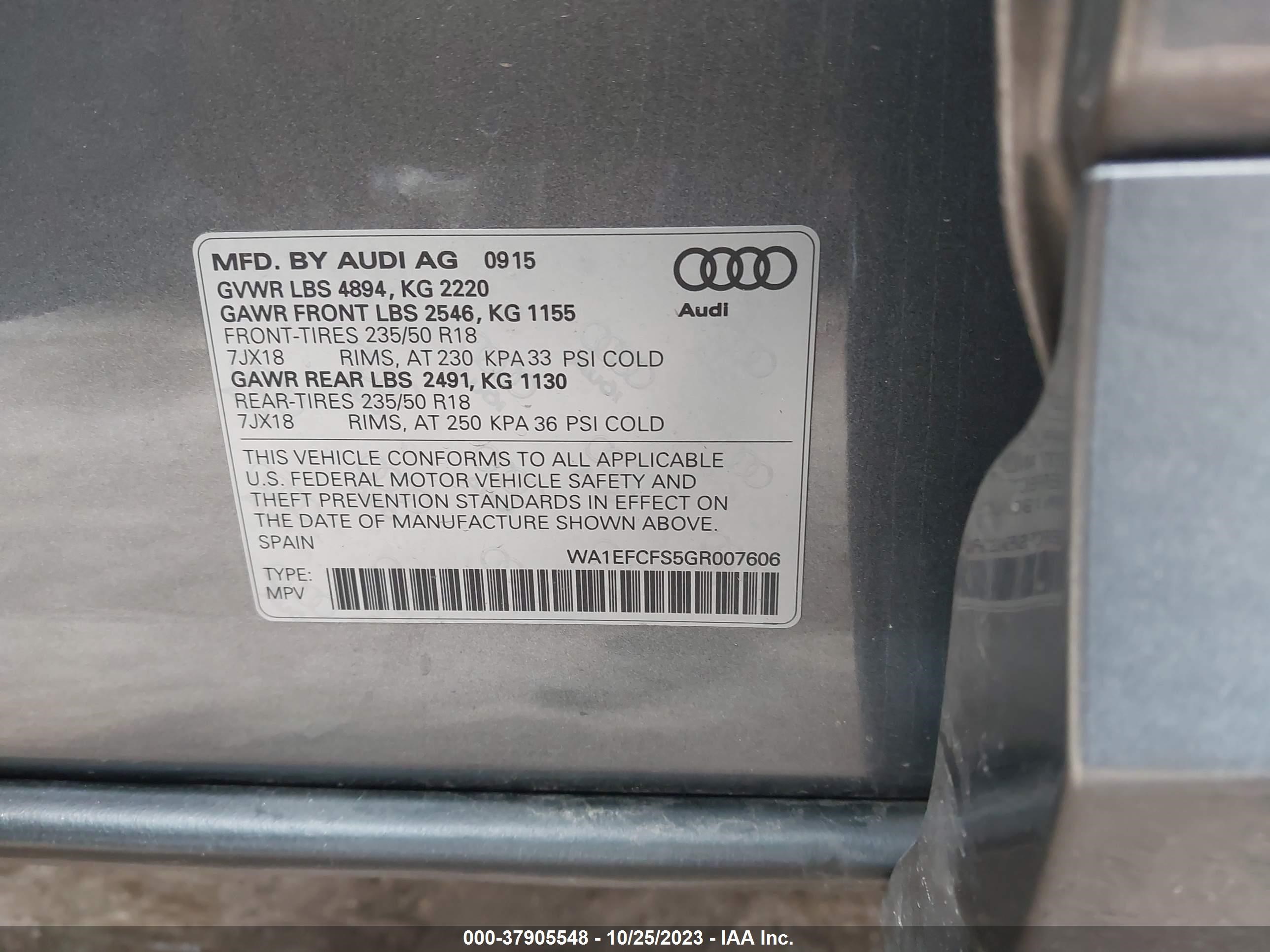 Photo 8 VIN: WA1EFCFS5GR007606 - AUDI Q3 