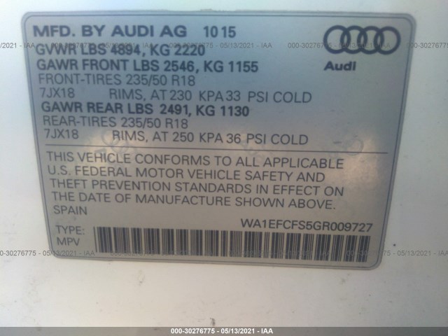 Photo 8 VIN: WA1EFCFS5GR009727 - AUDI Q3 