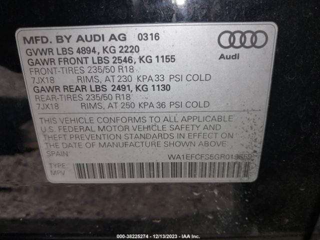 Photo 8 VIN: WA1EFCFS5GR019559 - AUDI Q3 