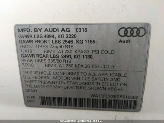 Photo 8 VIN: WA1EFCFS5GR019562 - AUDI Q3 