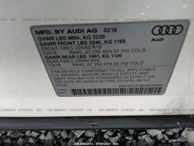 Photo 8 VIN: WA1EFCFS6GR016802 - AUDI Q3 