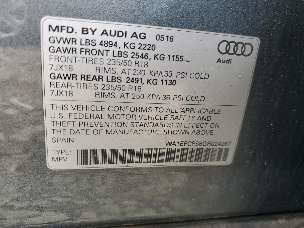 Photo 12 VIN: WA1EFCFS6GR024267 - AUDI Q3 