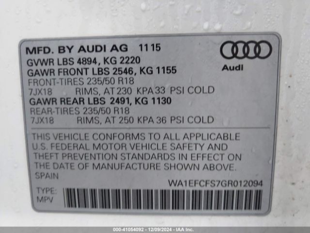 Photo 8 VIN: WA1EFCFS7GR012094 - AUDI Q3 