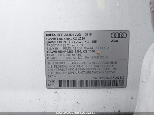 Photo 8 VIN: WA1EFCFS9GR005826 - AUDI Q3 