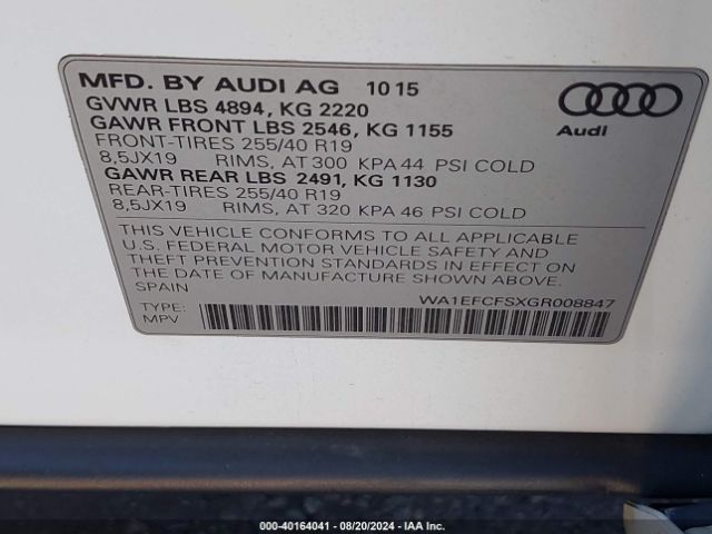 Photo 8 VIN: WA1EFCFSXGR008847 - AUDI Q3 