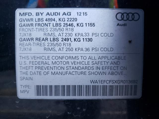 Photo 9 VIN: WA1EFCFSXGR013692 - AUDI Q3 PREMIUM 