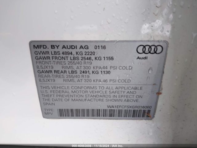 Photo 8 VIN: WA1EFCFSXGR016060 - AUDI Q3 