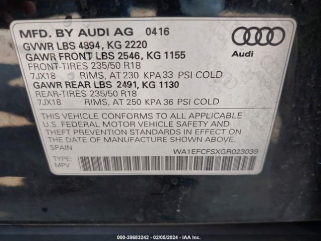 Photo 8 VIN: WA1EFCFSXGR023039 - AUDI Q3 