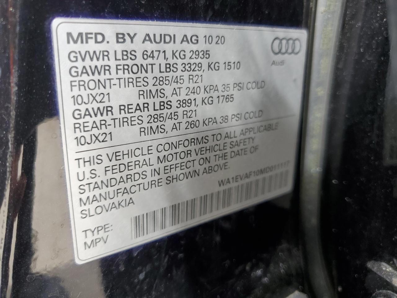 Photo 12 VIN: WA1EVAF10MD011117 - AUDI Q8 