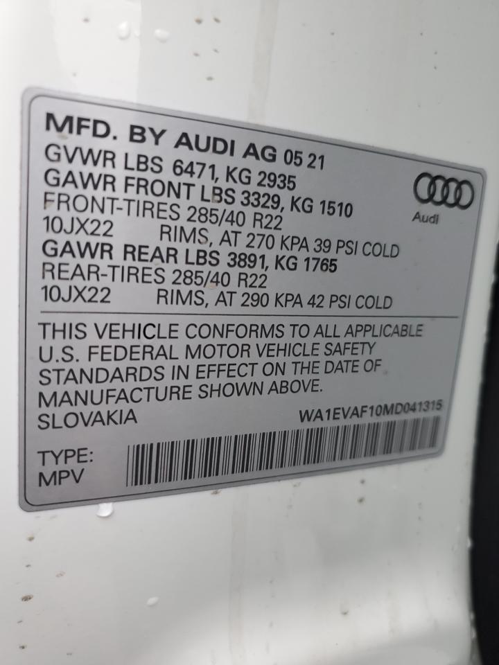 Photo 12 VIN: WA1EVAF10MD041315 - AUDI Q8 