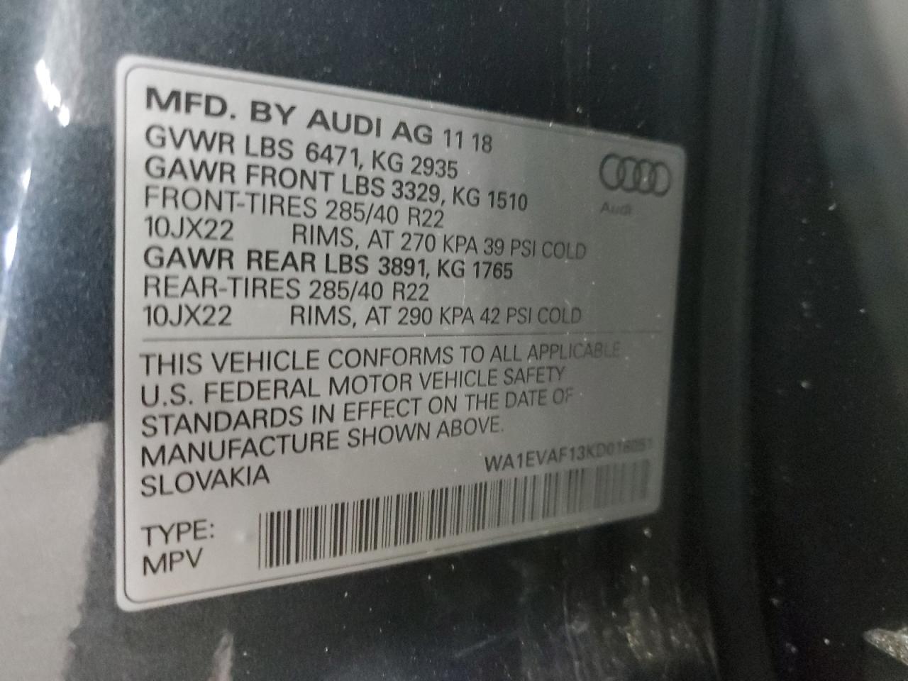 Photo 12 VIN: WA1EVAF13KD016051 - AUDI Q8 