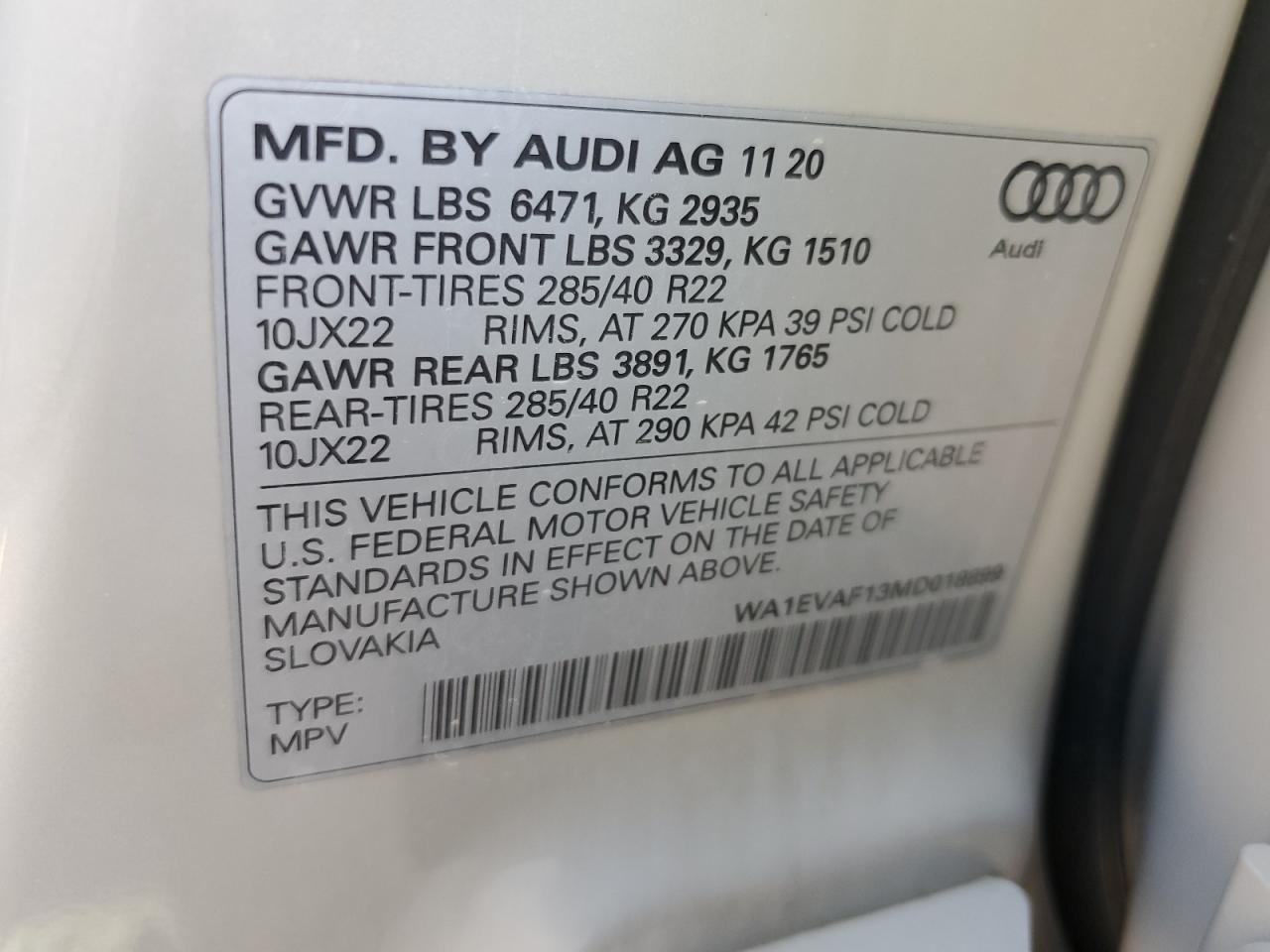 Photo 12 VIN: WA1EVAF13MD018899 - AUDI Q8 