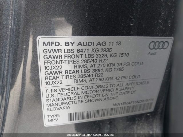 Photo 8 VIN: WA1EVAF15KD015774 - AUDI Q8 