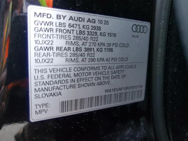 Photo 12 VIN: WA1EVAF15MD013154 - AUDI Q8 PREMIUM 