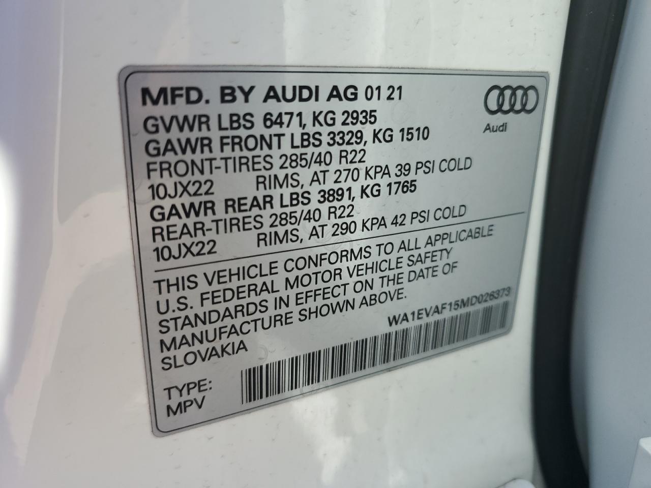 Photo 11 VIN: WA1EVAF15MD026373 - AUDI Q8 