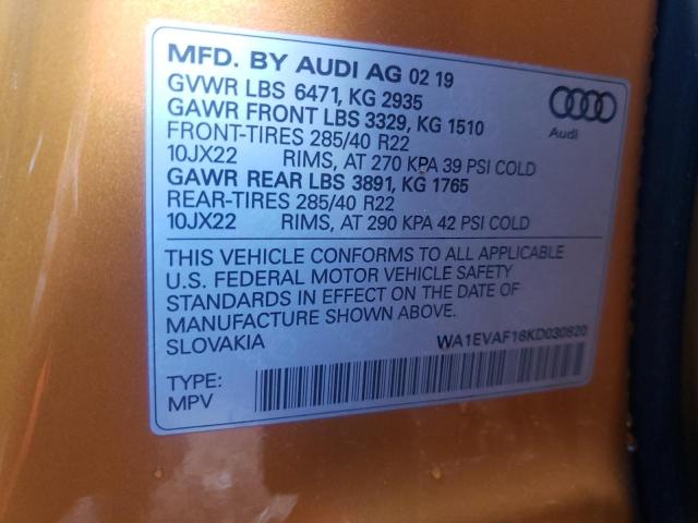 Photo 9 VIN: WA1EVAF16KD030820 - AUDI Q8 PREMIUM 