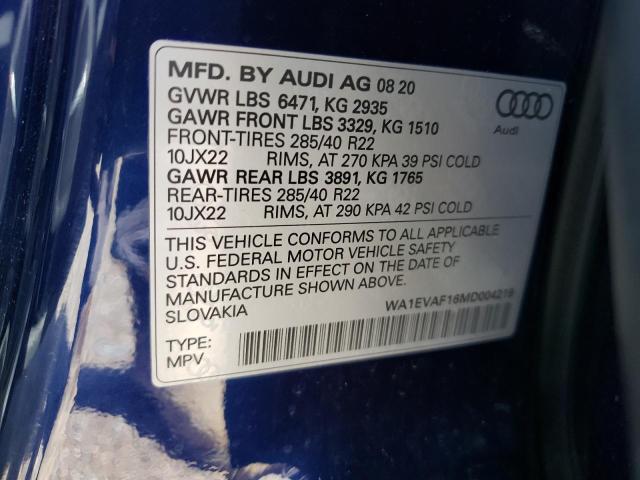 Photo 9 VIN: WA1EVAF16MD004219 - AUDI Q8 PREMIUM 