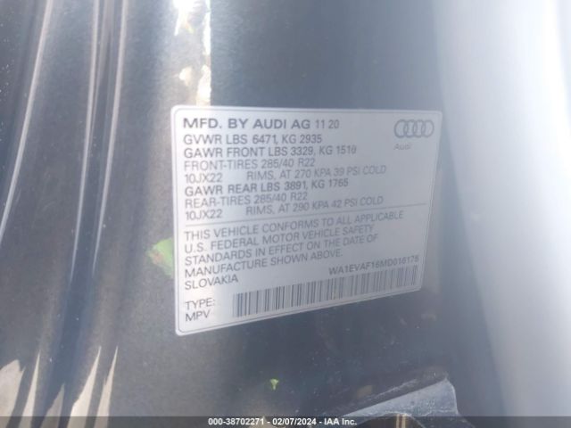 Photo 8 VIN: WA1EVAF16MD016175 - AUDI Q8 