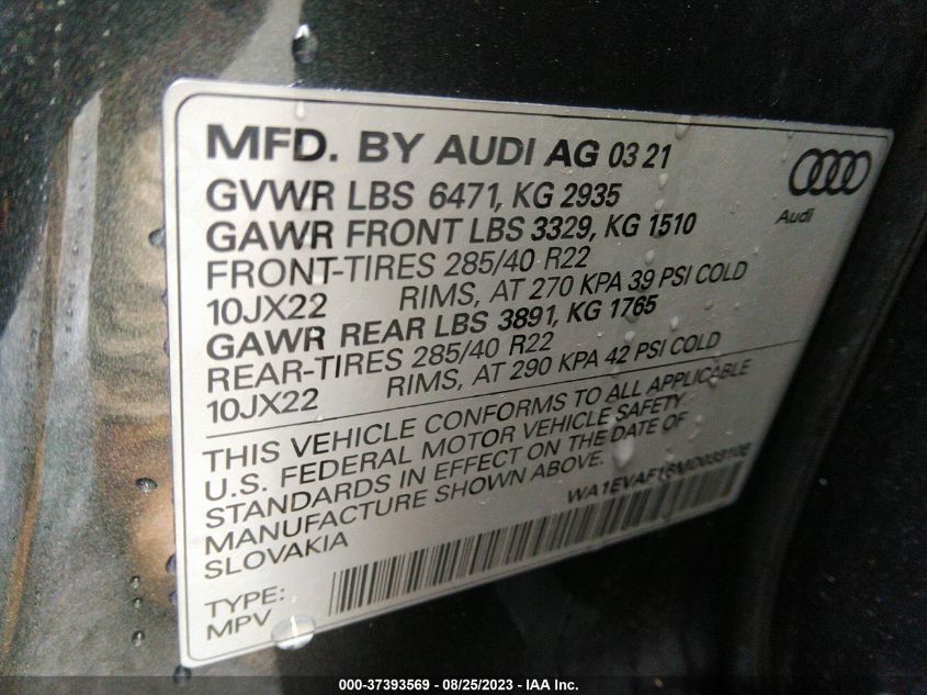 Photo 8 VIN: WA1EVAF16MD033106 - AUDI Q8 