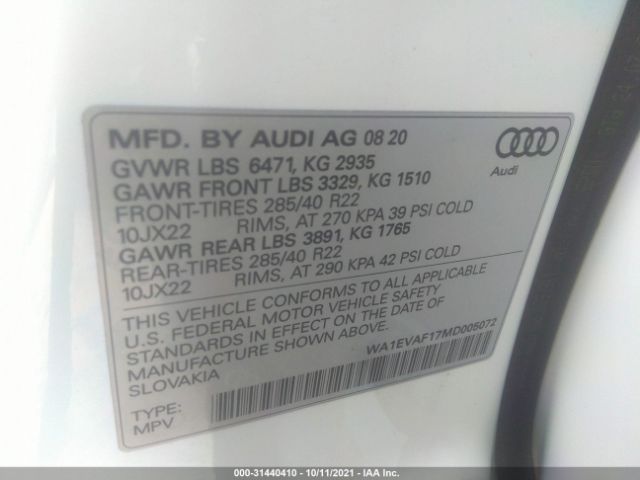 Photo 8 VIN: WA1EVAF17MD005072 - AUDI Q8 