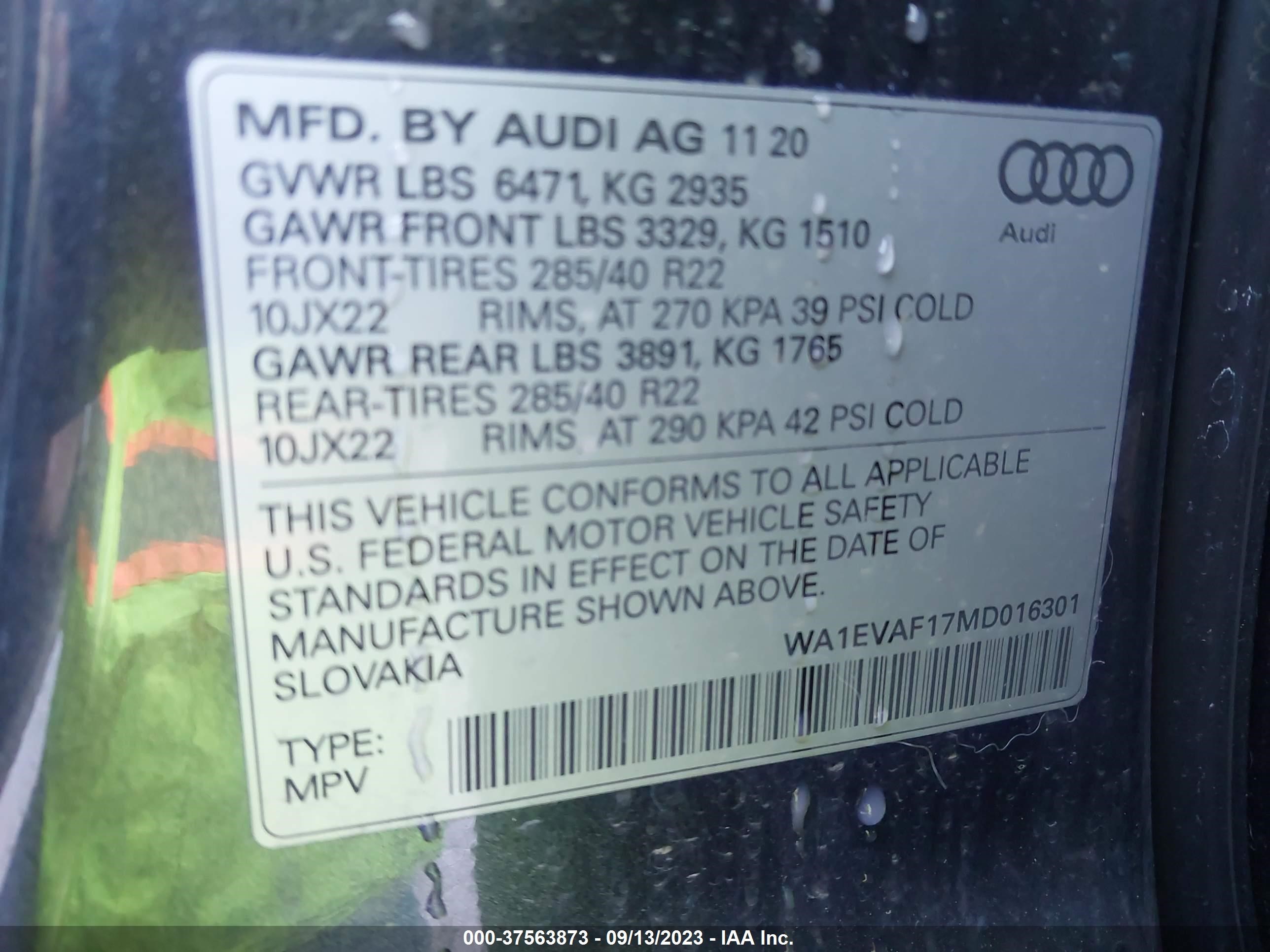 Photo 8 VIN: WA1EVAF17MD016301 - AUDI Q8 