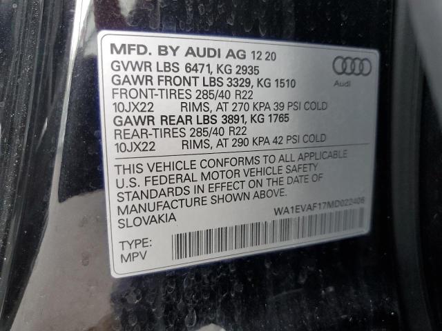 Photo 12 VIN: WA1EVAF17MD022406 - AUDI Q8 PREMIUM 