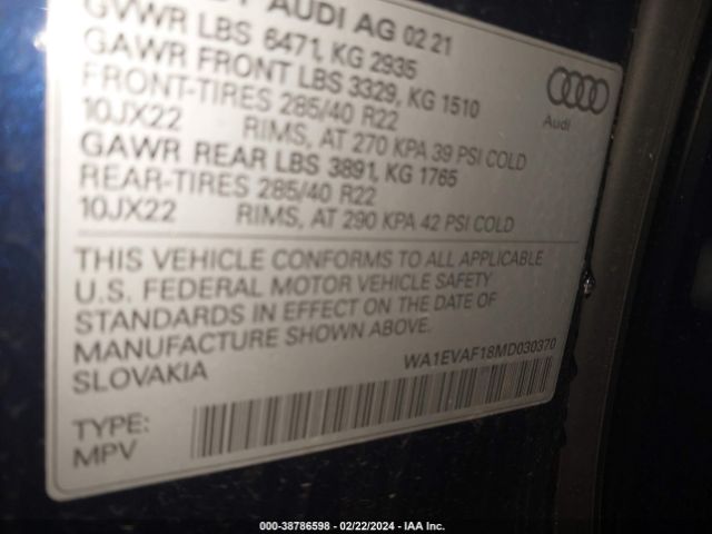 Photo 8 VIN: WA1EVAF18MD030370 - AUDI Q8 