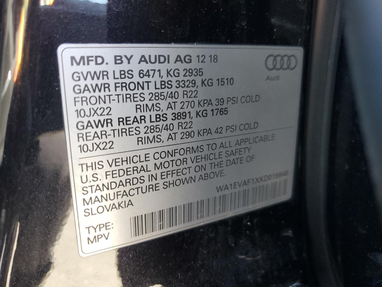 Photo 12 VIN: WA1EVAF1XKD019948 - AUDI Q8 