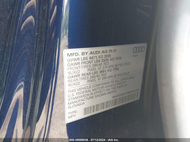 Photo 8 VIN: WA1EVAF1XMD007253 - AUDI Q8 